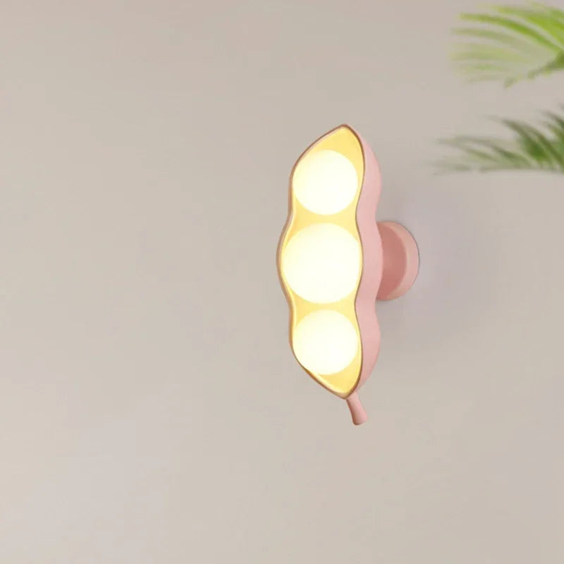 Art Deco LED Wall Lamp Modern Beige Green Pink Resin Hyacinth Bean Living Room Bedroom Aisle Restaurant G9 Bulb Lighting
