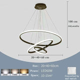 Nordic 3-Ring LED Chandelier - Modern Minimalist Pendant Lamp for Living Room
