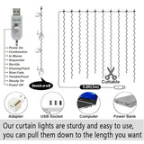 Curtain LED String Lights 8 Modes Fairy Light USB Remote Control Bedroom Holiday Wedding Christmas Decoration Lamp