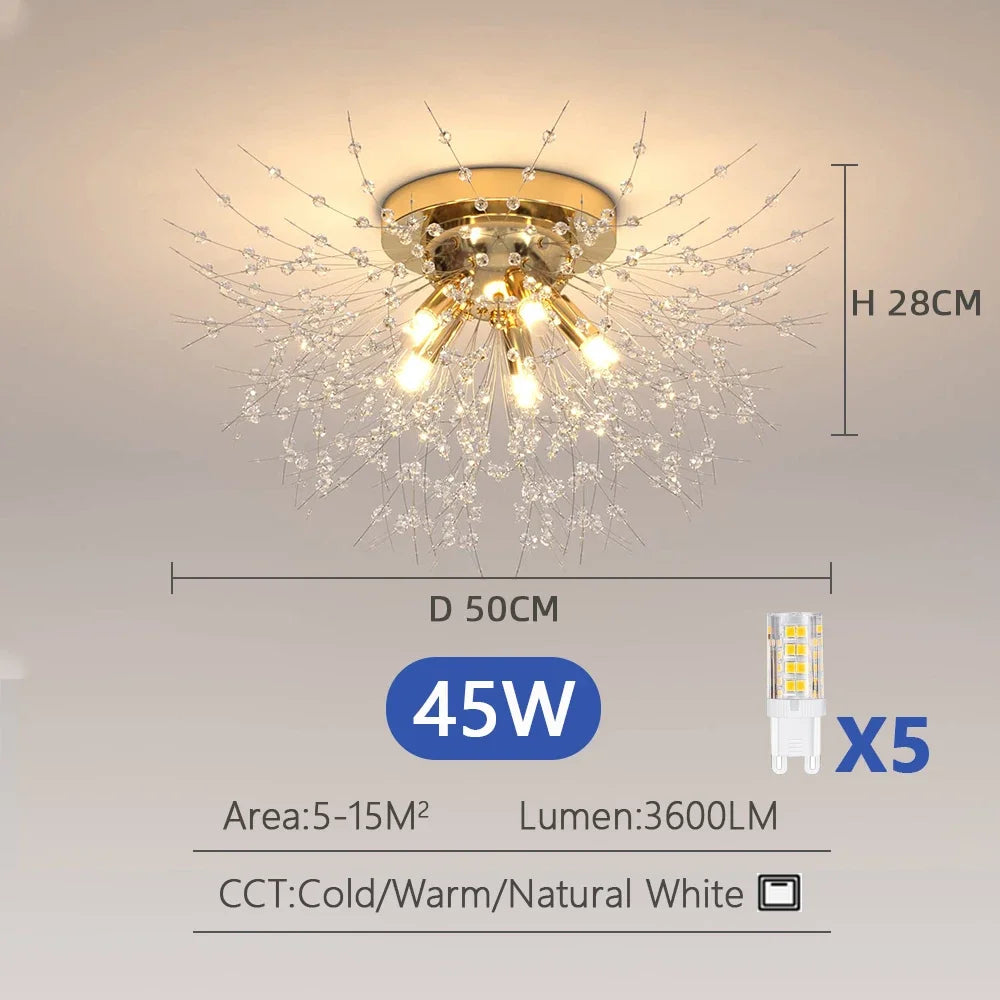 Modern Luxury Living Room Crystal LED chandelier Dandelion Firefly Bedroom Light Lighting Ceiling Pendant Lamp Home Decoration