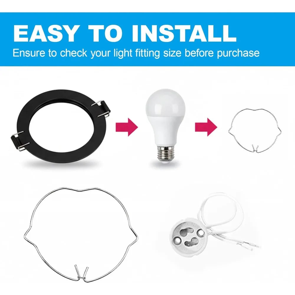 10/30PCS GU10 & MR16 Retaining Spring Rings Clasp Clips Downlight Spring Clamps Diameter 52MM LED Halogen Bulb Holders