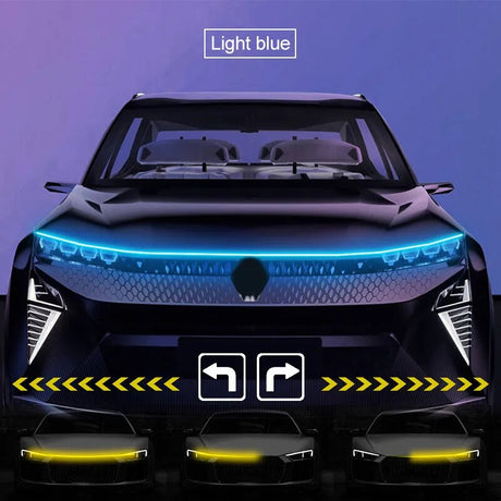 LED Car Hood Light with Turn Signal Scan and DRL.