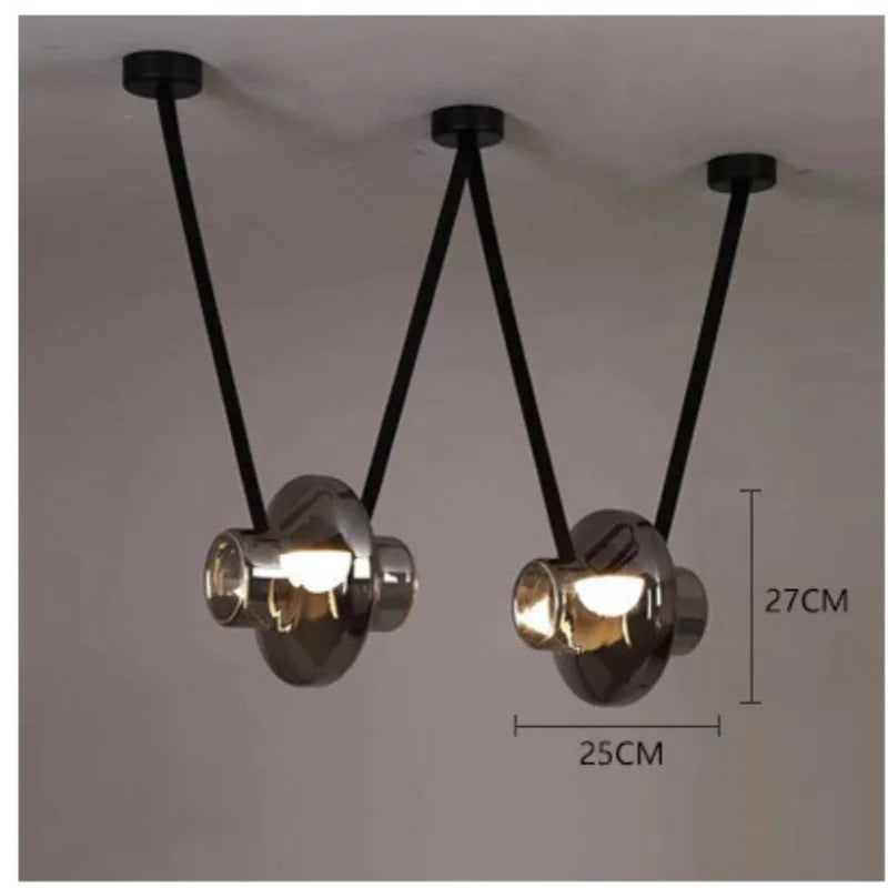 Italy New Designer Luxury Glass LED Pendant Lamp Living Room Bedroom Bar Restaurant Leather Chandelier Interiordecor Lighting