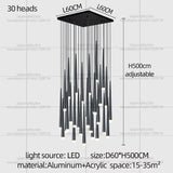 Modern Nordic Style Luxury Chandelier Villa Hanging Staircase Long Pendent Lamp LED Living Room Ceiling Light Indoor Lighting