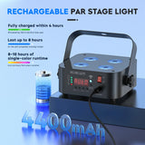 4-Pack/8-Pack 4x18W 6-in-1 RGBWA+UV Wireless Battery LED Par Light - App & DMX Controlled Stage Uplight for DJ, Party & Events
