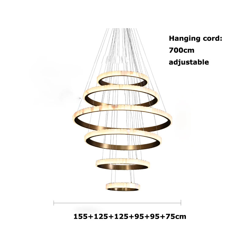 LED Luxury Marble Golden Black Lustre Hanging Lamp Chandelier Lighting Suspension Luminaire Lampen For Living Room