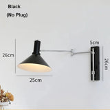 Extendable Foldable Bauhaus Bedside Lamp - Adjustable Swing Arm Plug-In LED Wall Light