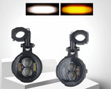 100W Motorcycle LED Fog Lights - Dual Color Auxiliary Driving Spotlights