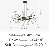 Creativity Firefly LED Chandelier Black Gold for Living Room Bedroom Hall Home Decor Indoor Lighting Minimalist Ceiling Pendant