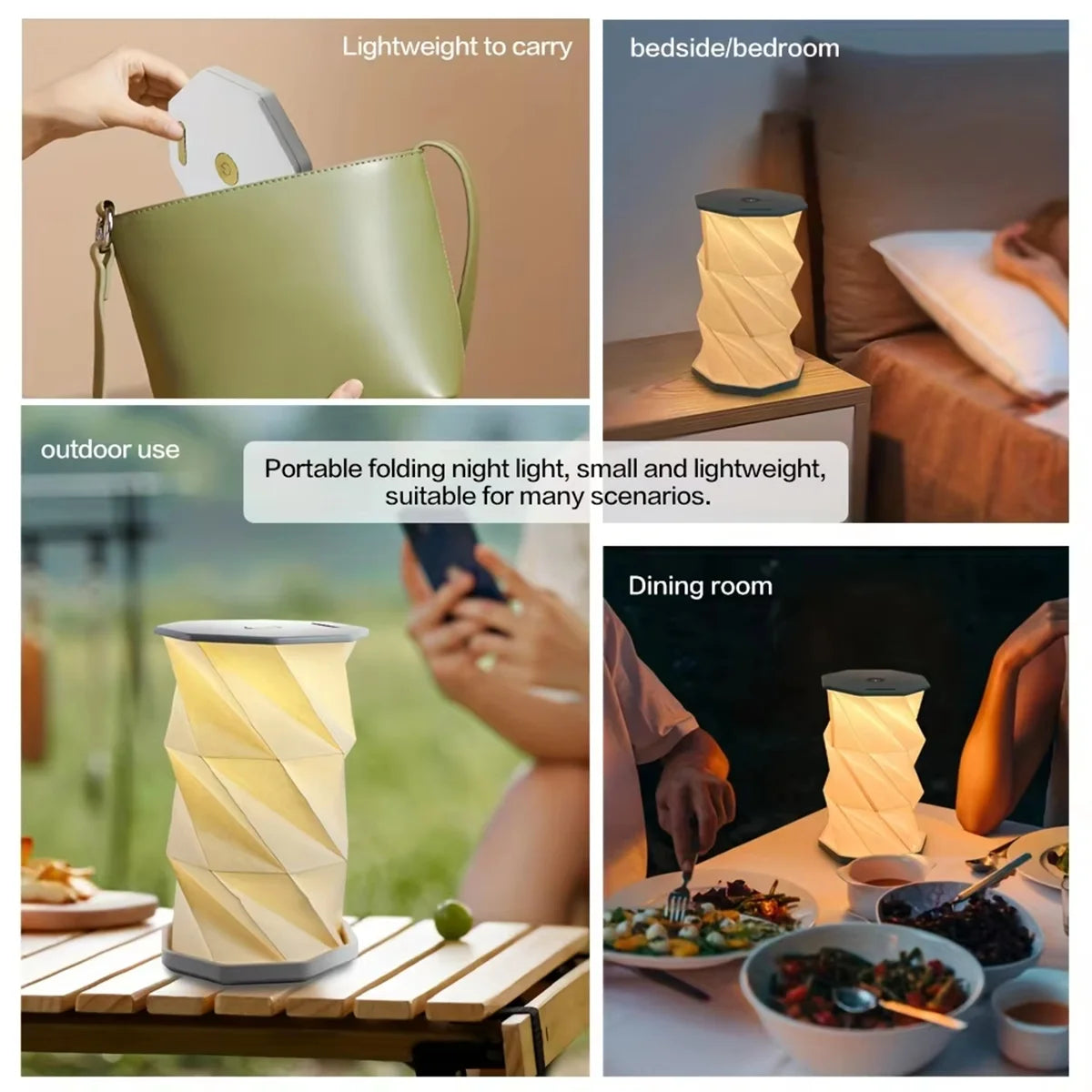 Modern LED Bedside Lamp - Minimalist Foldable Nightstand Light for Reading