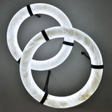 2026 Circular Marble Leather LED Hanging Lamp Modern Bedroom Living Room Main Light Fixture Nordic Faux Marble Pendant Light