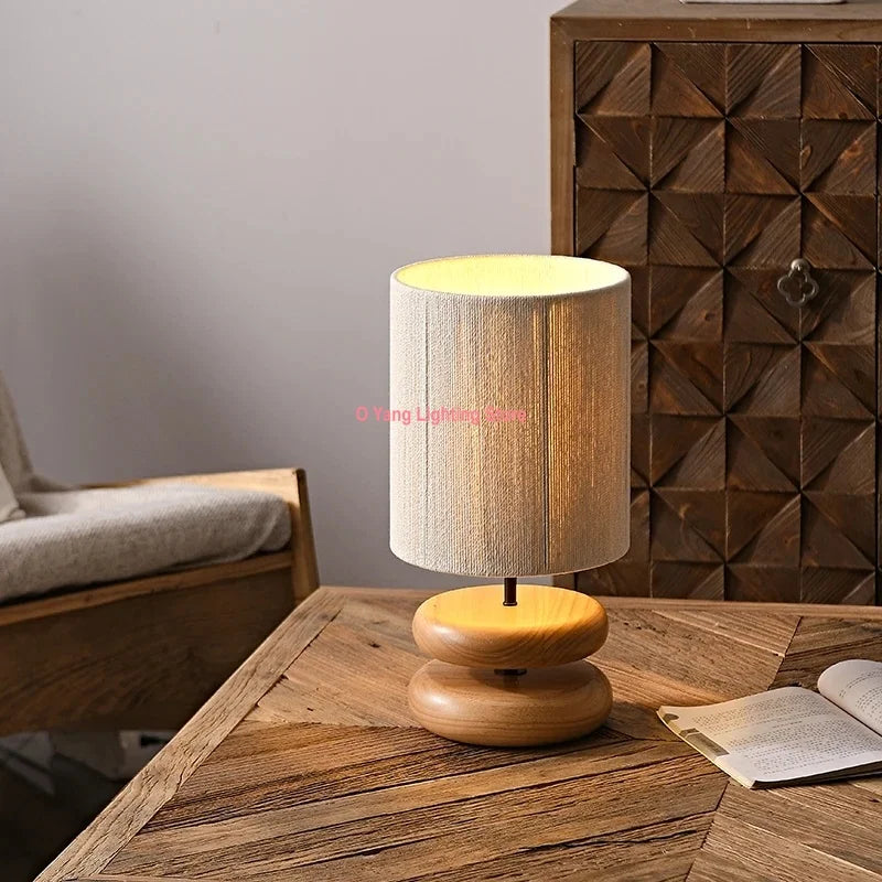 Wabi Sabi Style Solid Wood Designer Creative Walnut Base Living Room Study Bedroom Bedside Japanese Atmosphere Light