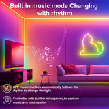 5V USB RGBIC Neon LED Strip Light with Bluetooth App Control & Music Sync - Flexible Waterproof Tape