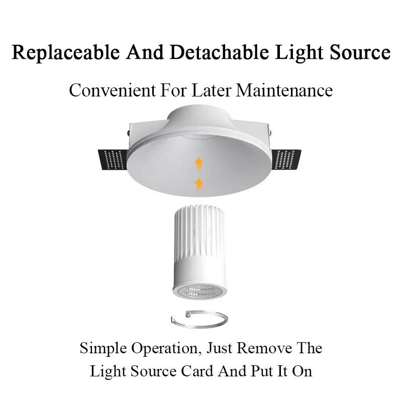 Recessed LED Gypsum Downlight Borderless Zigbee Spotlight Anti-Glare Ceiling Lamp Living Room Bedroom Aisle Embedded Lighting