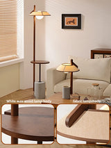 French Retro Wooden Floor Lamp Living Room Shelf Lamp Quiet And Stylish Bedroom Bedside Lights Room Decoration Table Light LED