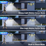 278 LED Solar Motion Sensor Outdoor Flood Light - 3-Head Waterproof Security Wall Lamp for Patio, Yard & Garage
