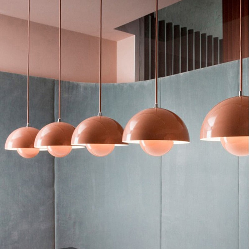 LED Flower Bud Chandelier Pendant Lamp Denmark Flower Bud Ceiling Lamp Cellular Metal Chandelier Black Semicircular Hanging Lamp