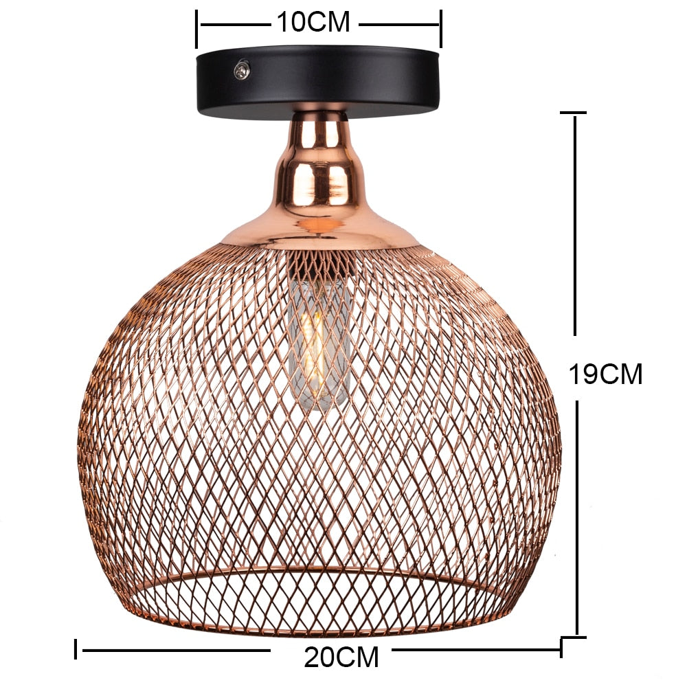 Electroplating modern  metal cage pendant lamp,vintage  rose gold birdcage creative hanging lamp for restaurant living room