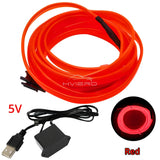1M/2M/3M/5M Colour Car Interior Lighting LED Strip Auto Decoration Wire Rope Tube Line Flexible Neon Lights USB Drive Atmosphere
