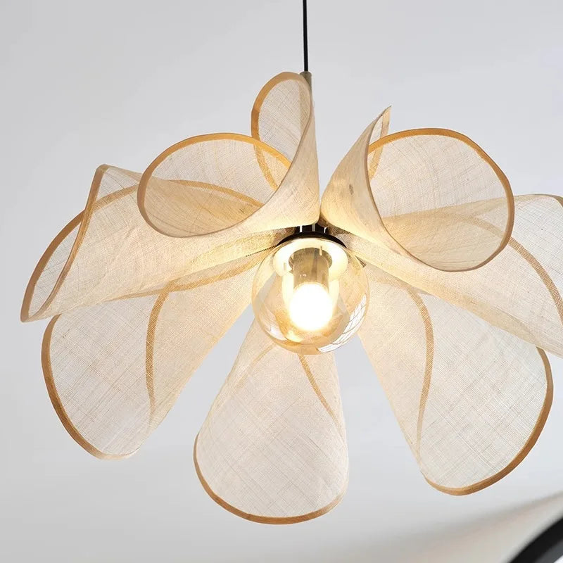 New Chinese Style Handmade Chandelier Restaurant Hotel Banquet Hall Fabric Pendant Lamp Homestay Zen Tea Room Lighting Fixture