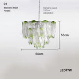 French Luxury Gradient Green Glass Living Room Chandelier Designer Bedroom Restaurant Hotel Highend Pendant Lamp Art Decor Light