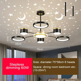 2025 New Chandeliers Romantic Starry Modern Ceiling Light Fixture 6 Lights White Creative Home Stepless Dimmable  Ceiling Lamp