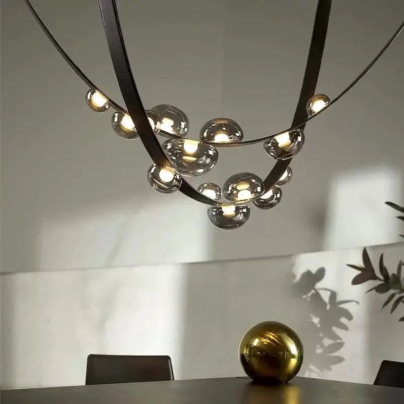 Italian Designer Loft Chandelier Leather Hanging Pandent Light  Suspension Lamp for Living Room Hotel Duplex Staircase