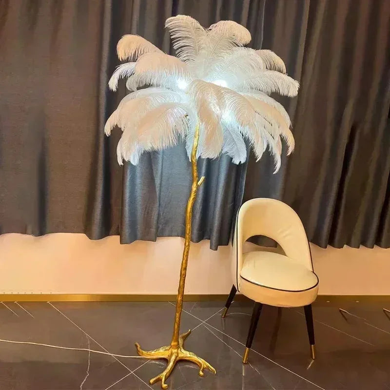 Nordic Ostrich Feather Floor Lamp - Luxury Standing Lamp for Living Room & Bedroom