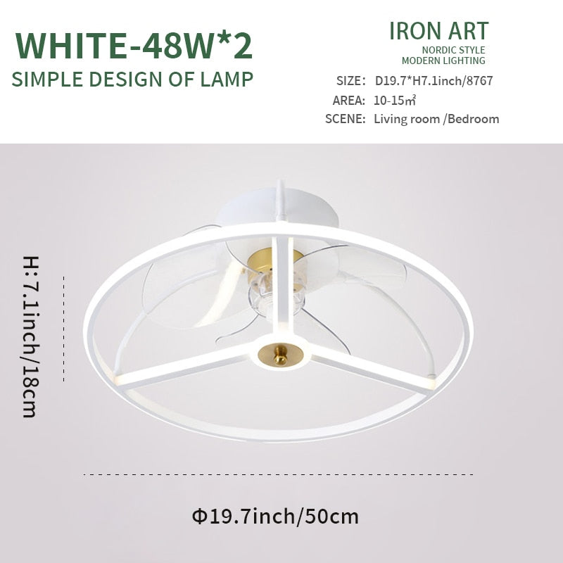 Modern Simple LED Ceiling Fan Lamp With Remote Control Dining Room Bedroom Lamp Silent Ceiling Light Lustre Fixture