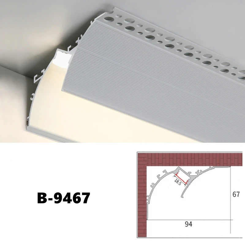 Free Ceiling LED Aluminum Profile Invisible Frameless Gypsum Channel Top Corner Line Lamp Waistline Wall Washer Backlight Light
