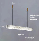 2026 Luxury Marble Linear Chandelier - Minimalist LED Dining Room Pendant Light