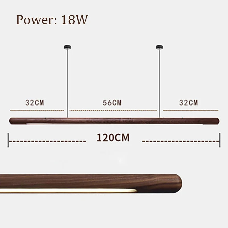 Black Walnut  Pendant Lights Dining Tablesimple Strip Wood Hanging Lamps Kitchen fixture Home Decor Chandelier indoor lighting