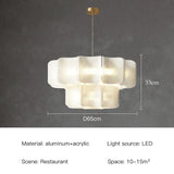 Nordic Wabi-Sabi Tiered Acrylic LED Pendant Light - White Minimalist Ceiling Chandelier Lamp Fixture for Dining Room, Kitchen Island & Lobby Decor
