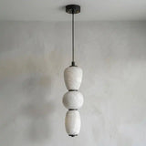 Designer Marble Alabaster Pendant Light - Natural Stone Ceiling Hanging Chandelier Fixture for Living Room, Dining Room & Home Decor