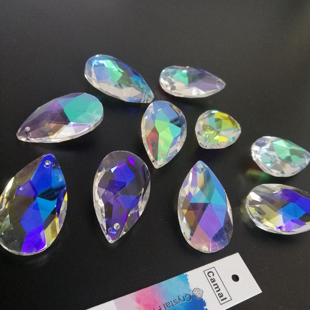 Camal 5Pcs AB Color Glass 38mm Teardrop K9 CRYSTAL Beads DIY Chandelier Pendant Part Lamp Prisms Jewellery Hanging Decoration