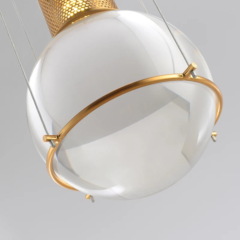 Nordic Simple Glass Ball Chandelier Bar Loft Transparent Crystal Chandelier For Restaurant Bedroom Living Room Lighting