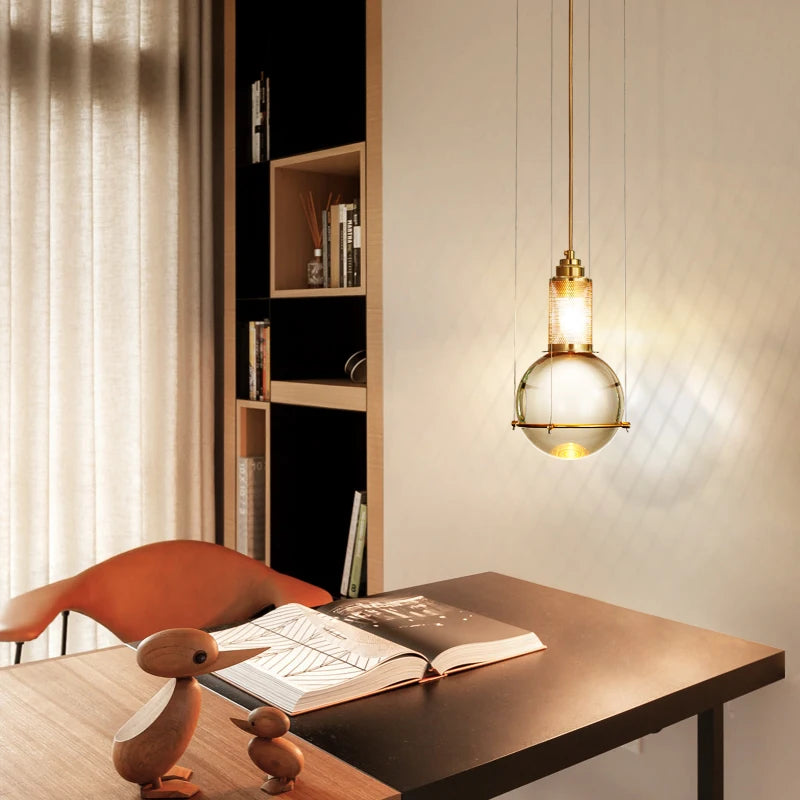 Nordic Simple Glass Ball Chandelier Bar Loft Transparent Crystal Chandelier For Restaurant Bedroom Living Room Lighting