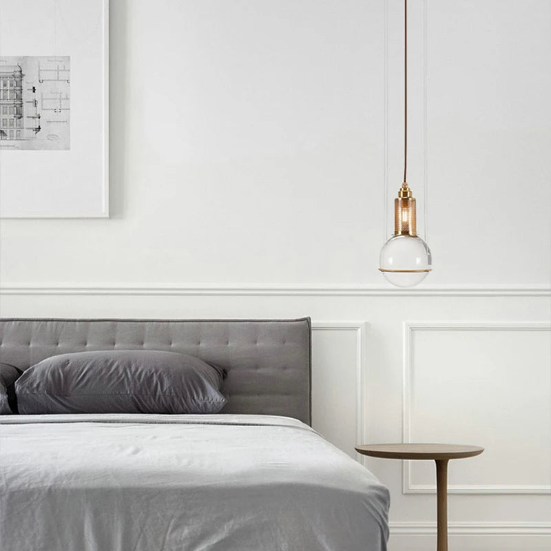 Nordic Simple Glass Ball Chandelier Bar Loft Transparent Crystal Chandelier For Restaurant Bedroom Living Room Lighting