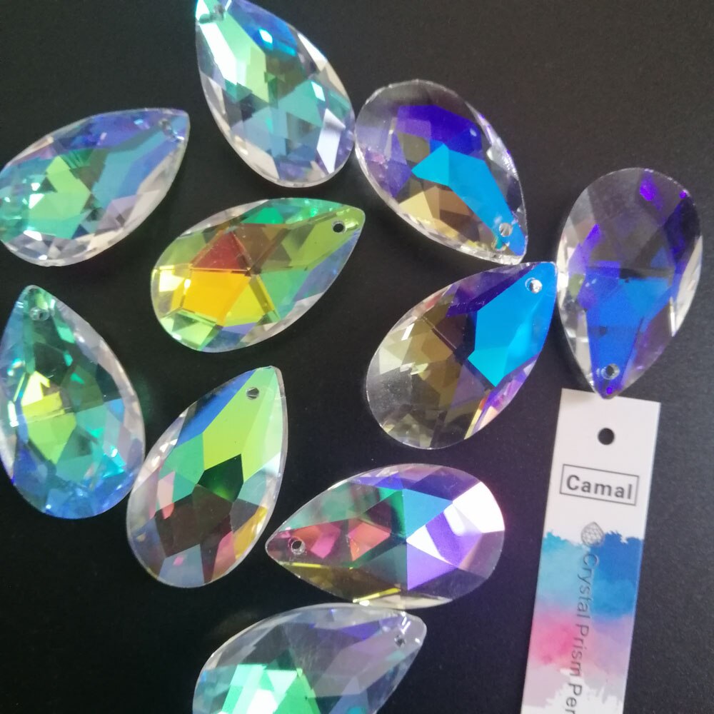 Camal 5Pcs AB Color Glass 38mm Teardrop K9 CRYSTAL Beads DIY Chandelier Pendant Part Lamp Prisms Jewellery Hanging Decoration