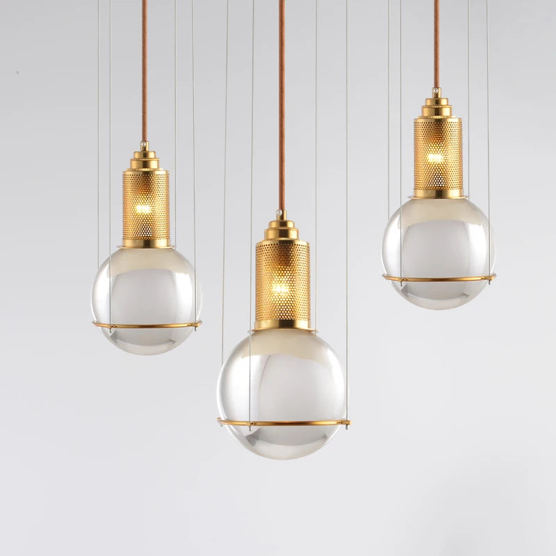 Nordic Simple Glass Ball Chandelier Bar Loft Transparent Crystal Chandelier For Restaurant Bedroom Living Room Lighting