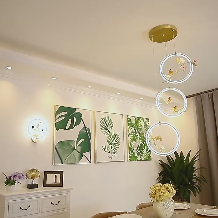 Modern Simple Bird LED Chandelier Bedroom Study Bedside Dining Room Flower Pendant Lights Living Room Decor Wreath Pendant Lamps