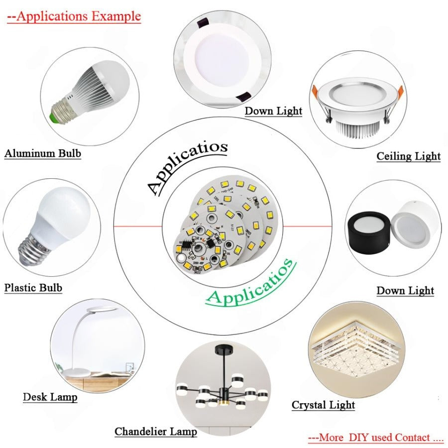 led pcb smd2835 with 20cm wire, led bead smart IC driver for bulb light, 3w 5w 7w 12w 15w 9W 40mm AC 220v downlight source