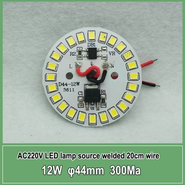 led pcb smd2835 with 20cm wire, led bead smart IC driver for bulb light, 3w 5w 7w 12w 15w 9W 40mm AC 220v downlight source