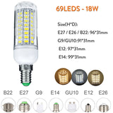 1000 Lumen 6W 12W 15W 20W 25W LED Corn Light Bulbs 110V 220V E27 B22 Luce LED E14 G9 GU10 Screw Base Neutral White Lamps 360 Ray