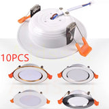 10PCS Dimmable   LED Downlight 220V 3-color dimming LED downlight  5W 7W 9W 12W 15W Recessed in LED Ceiling Downlight Light Lamp
