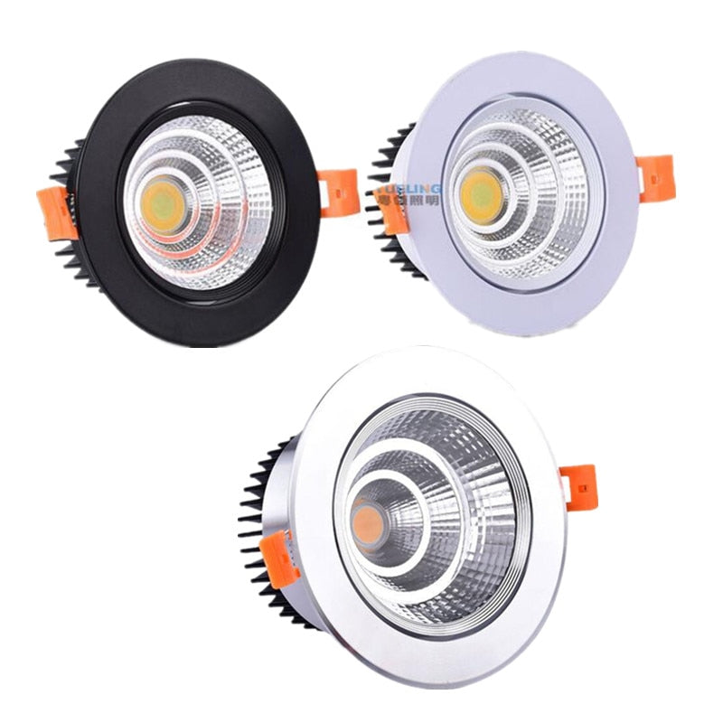 10pcs Dimmable LED COB Spotlight Ceiling Lamp AC85-265V 3W 5W 7W 9W 12W 15W Aluminum Recessed Downlights Round Panel Light