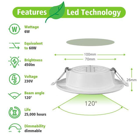 12PCS LED Downlight Ceiling 5W 6W 7W 8W 12W 15W Warm White/Cold White 3000K Led Light AC 220V 230V 240V