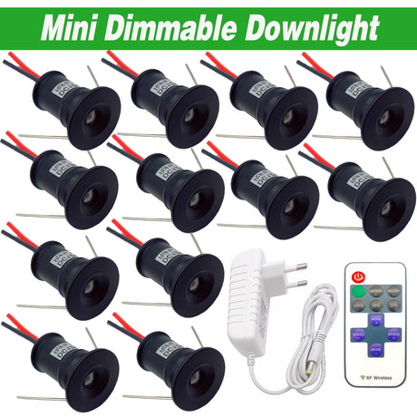 12V Mini Dimmable Downlight With Adapter AC100-240V LED Spot Lamp Recessed Spotlight 1W Cabinet Light Ceiling Staircase Light