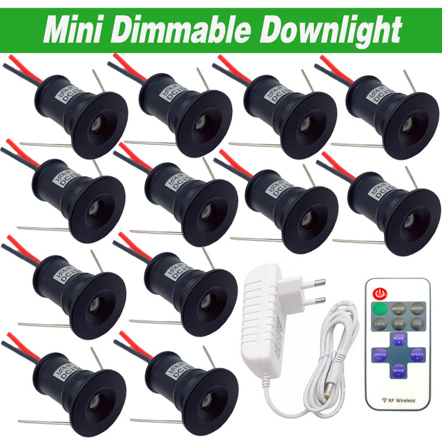 12V Mini Dimmable Downlight With Adapter AC100-240V LED Spot Lamp Recessed Spotlight 1W Cabinet Light Ceiling Staircase Light