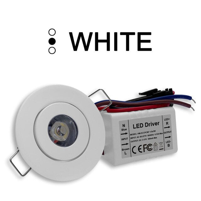 1W Dimmable Spotlight Recessed Ceiling LED Mini Downlight CRI Ra 90 AC85-277V 110V 220V Aluminum 52mm